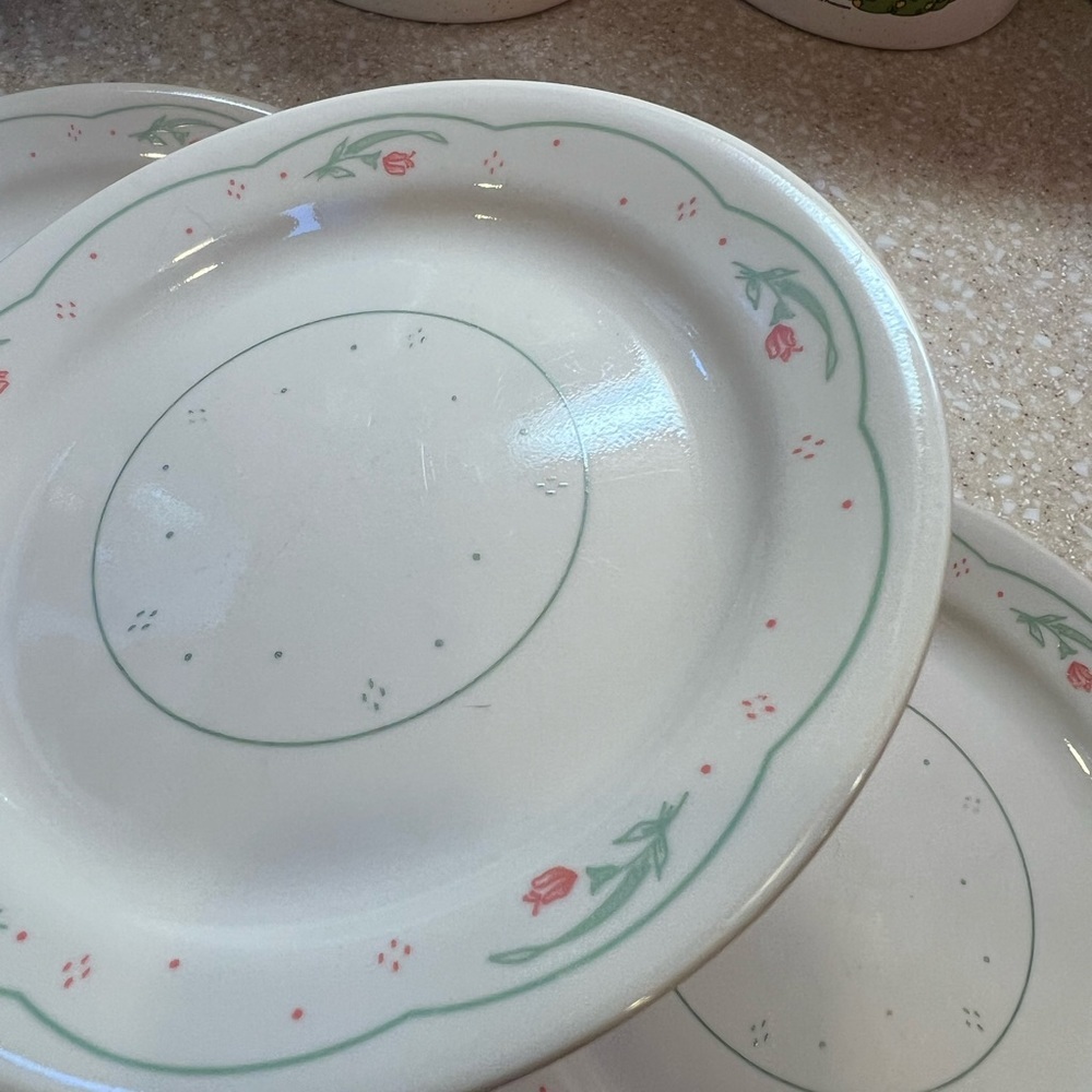 Set of 6 CORELLE CALICO ROSE 7.25 Salad or Bread small plates - Picture 13 of 16